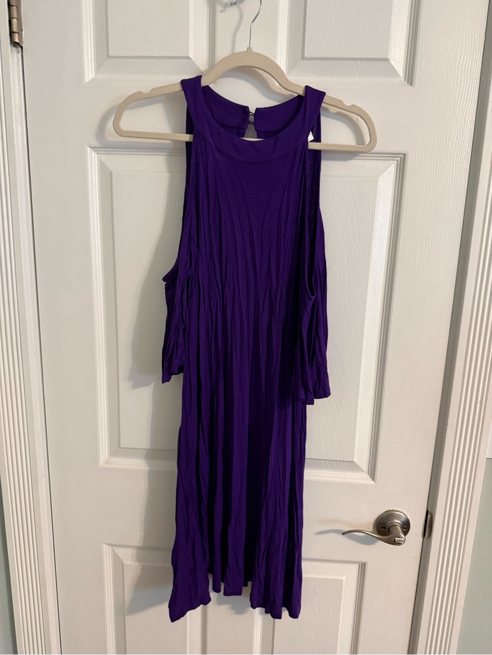 Women's Purple Cold-Shoulder Midi Dress